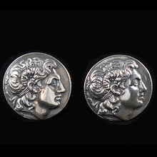 Load image into Gallery viewer, Alexander The Great Lysimachos coin Silver Cufflinks - Macedonia King - Vergina
