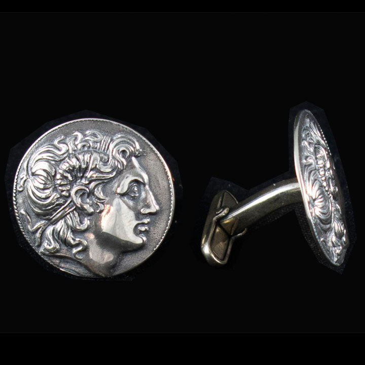 Alexander The Great Lysimachos coin Silver Cufflinks - Macedonia King - Vergina