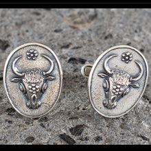 Load image into Gallery viewer, Minoan Bull Cuff links - Sterling Silver - Palace of Knossos Crete Greece
