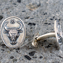 Load image into Gallery viewer, Minoan Bull Cuff links - Sterling Silver - Palace of Knossos Crete Greece
