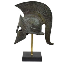 Load image into Gallery viewer, King Leonidas bronze helmet on Marble base - Thermopylae 300 Spartans vs Persian
