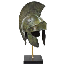 Load image into Gallery viewer, Athenian pure bronze helmet with marble base - Greece Hoplite soldier infantry
