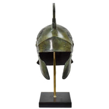 Load image into Gallery viewer, Athenian pure bronze helmet with marble base - Greece Hoplite soldier infantry
