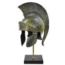 Load image into Gallery viewer, Athenian pure bronze helmet with marble base - Greece Hoplite soldier infantry
