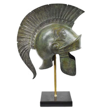 Load image into Gallery viewer, Athenian pure bronze helmet with marble base - Greece Hoplite soldier infantry
