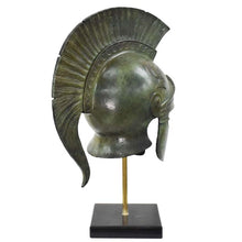 Load image into Gallery viewer, Athenian pure bronze helmet with marble base - Greece Hoplite soldier infantry
