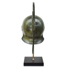 Load image into Gallery viewer, Athenian pure bronze helmet with marble base - Greece Hoplite soldier infantry
