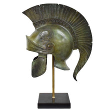 Load image into Gallery viewer, Athenian pure bronze helmet with marble base - Greece Hoplite soldier infantry
