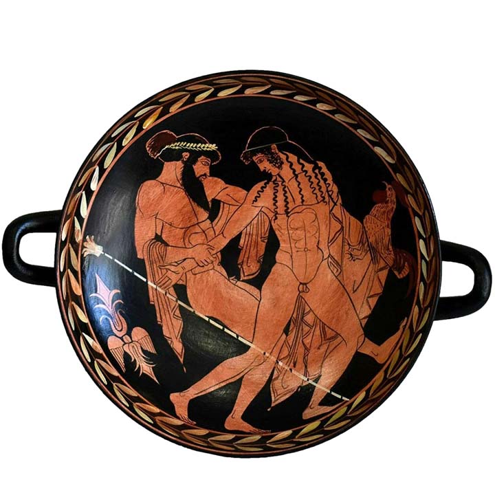 Ganymedes and Zeus Small red Figure Kylix Vase - Museum of Ferrara The Cupbearer