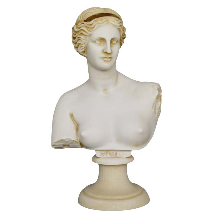 Aphrodite Alabaster aged bust Goddess Of Love Beauty Fertility Procreation Venus