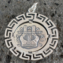 Load image into Gallery viewer, Apollo X-Large Silver Coin Pendant with Meander Design - God of Light - Music
