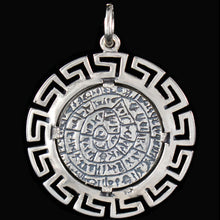 Load image into Gallery viewer, Phaistos Disk X-Large Pendant With Meander - Sterling Silver - Minoan Period
