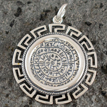 Load image into Gallery viewer, Phaistos Disk X-Large Pendant With Meander - Sterling Silver - Minoan Period
