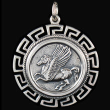 Load image into Gallery viewer, Mythical Horse Pegasus X-Large Coin Pendant - Goddess Athena - Corinth Stater
