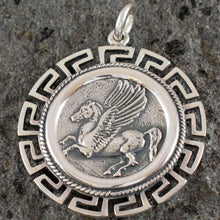 Load image into Gallery viewer, Mythical Horse Pegasus X-Large Coin Pendant - Goddess Athena - Corinth Stater
