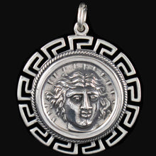 Load image into Gallery viewer, Helios Ancient Sun God X-Large Pendant with Meander Design - Rhodes Helius
