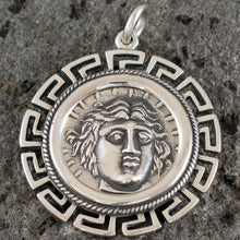 Load image into Gallery viewer, Helios Ancient Sun God X-Large Pendant with Meander Design - Rhodes Helius
