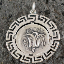 Load image into Gallery viewer, Helios Ancient Sun God X-Large Pendant with Meander Design - Rhodes Helius
