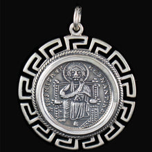 Load image into Gallery viewer, Byzantine Konstantinato X-Large Silver Pendant - Histamenon - Christ Enthroned
