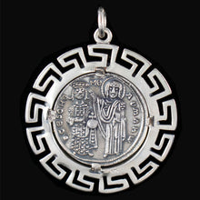 Load image into Gallery viewer, Byzantine Konstantinato X-Large Silver Pendant - Histamenon - Christ Enthroned
