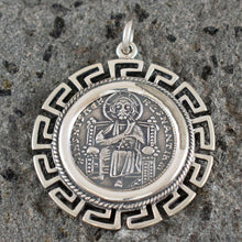 Load image into Gallery viewer, Byzantine Konstantinato X-Large Silver Pendant - Histamenon - Christ Enthroned
