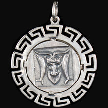 Load image into Gallery viewer, Ram&#39;s Head X-Large Silver Coin Pendant - Meander Design - Nobility - Fertility
