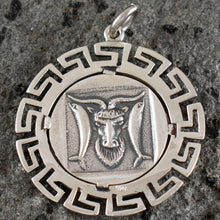 Load image into Gallery viewer, Ram&#39;s Head X-Large Silver Coin Pendant - Meander Design - Nobility - Fertility
