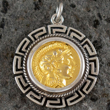 Load image into Gallery viewer, Goddess Athena Coin Pendant with Meander Design(Gold Plated) - Owl Of Wisdom
