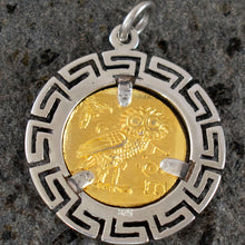 Load image into Gallery viewer, Goddess Athena Coin Pendant with Meander Design(Gold Plated) - Owl Of Wisdom
