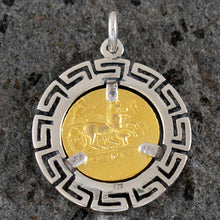 Load image into Gallery viewer, Apollo Silver Coin Pendant(Gold Plated) Meander - God of Light - Healing - Music
