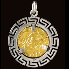 Load image into Gallery viewer, Artemis Silver Coin Pendant(Gold Plated) Meander - Syracuse Dekadrachm - Diana
