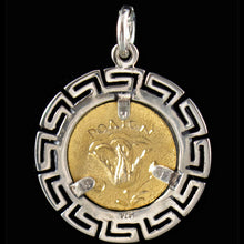 Load image into Gallery viewer, Helios Ancient Sun God Silver Pendant(Gold Plated) Meander - Rhodes Helius
