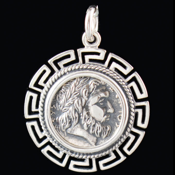 Phillip II Macedon Depicting Zeus Coin Pendant with Meander Design