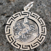 Load image into Gallery viewer, Phillip II Macedon Depicting Zeus Coin Pendant with Meander Design
