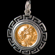 Load image into Gallery viewer, Goddess Athena &amp; Owl of Wisdom Silver Pendant(Gold Plated) - Athens Tetradrachm
