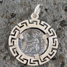 Load image into Gallery viewer, Alexander The Great - Lysimachos Silver Coin Pendant - Meander Design - Macedonia King
