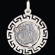 Load image into Gallery viewer, Apollo Silver Coin Pendant with Meander Design - Olympian God
