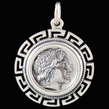 Load image into Gallery viewer, Apollo Silver Coin Pendant with Meander Design - Olympian God
