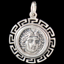 Load image into Gallery viewer, Helios Ancient Sun God Pendant with Meander Design - Rhodes Apollo Helius
