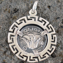 Load image into Gallery viewer, Helios Ancient Sun God Pendant with Meander Design - Rhodes Apollo Helius
