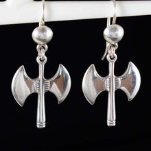 Load image into Gallery viewer, Minoan Double Headed Axe Silver Earrings - Labrys Ancient Greece
