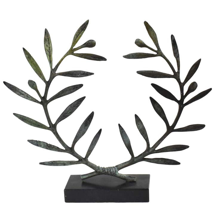 Olive Wreath on Marble Base - Ancient Olympic Games Prize - Pure Bronze Kotinos