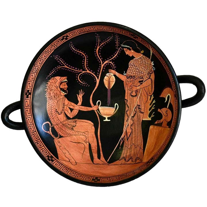 Goddess Athena and Heracles Small Red Figure Kylix at Munich Staatliche Museum