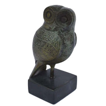 Load image into Gallery viewer, Owl of Athens Bronze small statue on Marble Base - Goddess Athena symbol
