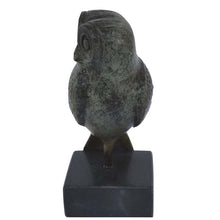 Load image into Gallery viewer, Owl of Athens Bronze small statue on Marble Base - Goddess Athena symbol
