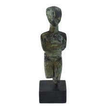 Load image into Gallery viewer, Cycladic Bronze Idol figurine on marble base - Ancient Art - Abstract Simplicity
