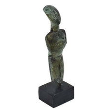 Load image into Gallery viewer, Cycladic Bronze Idol figurine on marble base - Ancient Art - Abstract Simplicity
