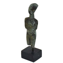 Load image into Gallery viewer, Cycladic Bronze Idol figurine on marble base - Ancient Art - Abstract Simplicity
