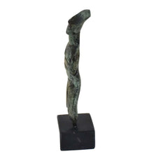 Load image into Gallery viewer, Cycladic Bronze Idol figurine on marble base - Ancient Art - Abstract Simplicity
