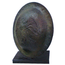 Load image into Gallery viewer, Bronze small shield with Owl of Wisdom - Warrior Goddess Athena symbol
